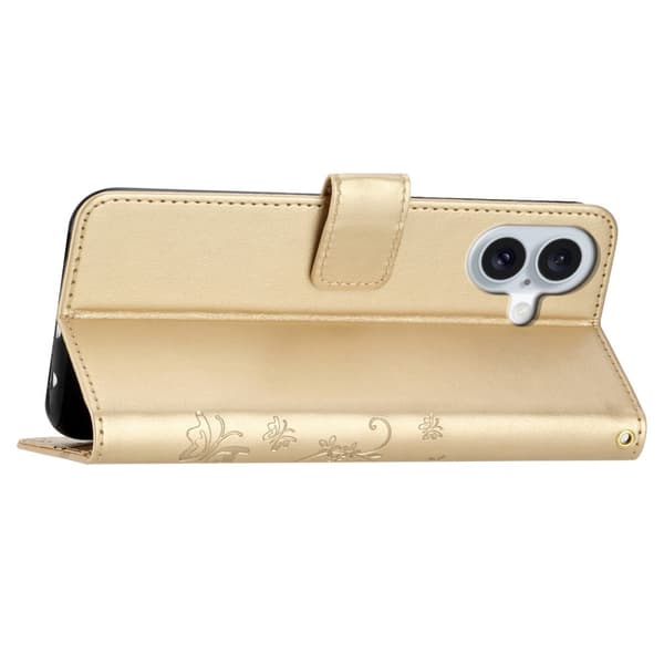 iPhone 16 Plus Cover med blomsterprint Guld
