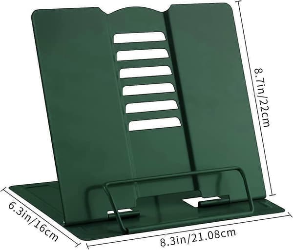 Metal Bogstativ, MSDADA Justerbart Kogebogsstativ, Foldbart Bogstøtte til Tablet, Opskrifter, Lærebog, Noder, Tabulatur, iPad, Læsebog Pa