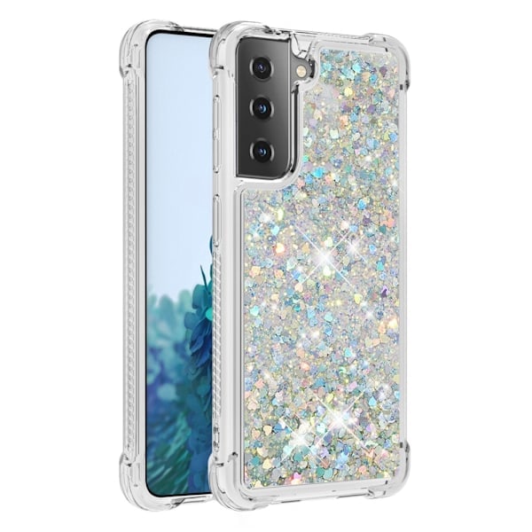 Samsung Galaxy S21 Plus - Stöttåligt Quicksand Skal - Silver Silver Silver