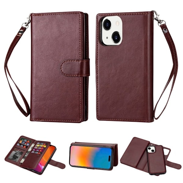 iPhone 15 Plus 9-korts 2-i-1 Magnet/Etui Brun