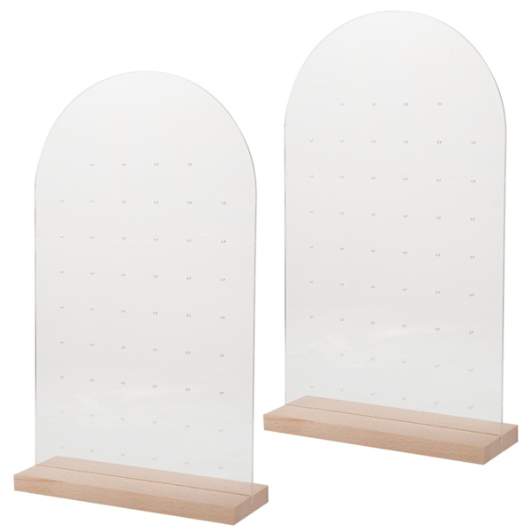 2 stk. Akryl Øredobber Display Stativ Trebase Ørepynt Display Stativ Smykkeholder