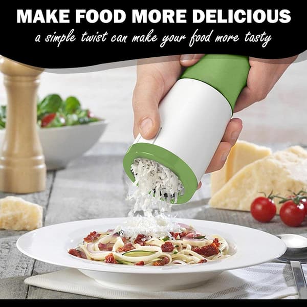 Håndholdt roterende urtehakker og osteriver, manuel kværn i rustfrit stål til krydderier (grøn) Multi-functional cilantro cutter