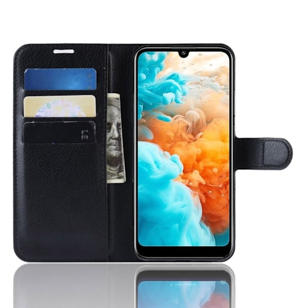 Huawei Y6 (2019) - Litchi Pung Etui - Sort Black Svart
