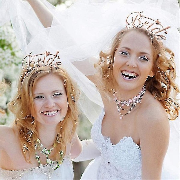 Bride To Be Team Sett Brud To Be Skjerf & Hodebånd Tiara & Skulderlangt Slør Utdrikningslag Utstyr Bryllupsdusj