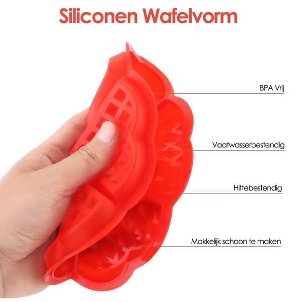 Silikon vaffelform / vaffeljern – Hjerteform – Rød