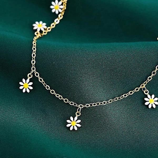 [PL】Boheme Ankelkæde med Tusindfrydblomster