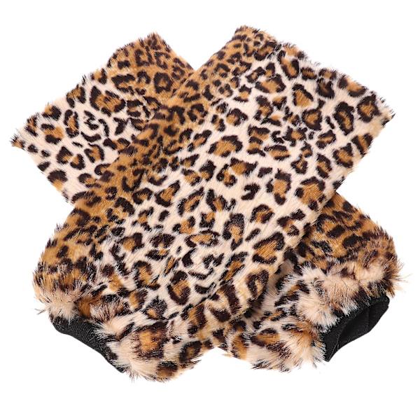 40cm Fuskpäls Legwarmer Plush Mode Långa Legwarmer Boots Manschetter Cover för Kvinnor Flickor (Leopard Färg)