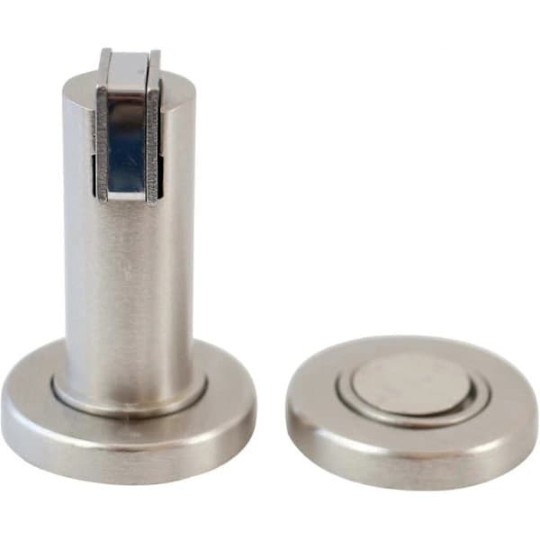 {PL}Magnetisk dørstopper - Rustfrit stål-look dørholder inkl. fastgørelsesmateriale - Magnetisk dørstopper til gulv- og vægmontering