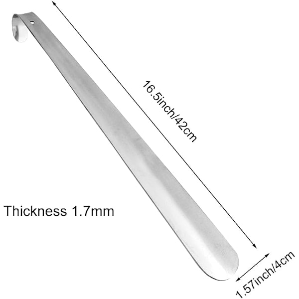 2-pak skohorn i rustfrit stål, metalskohorn, 42 cm