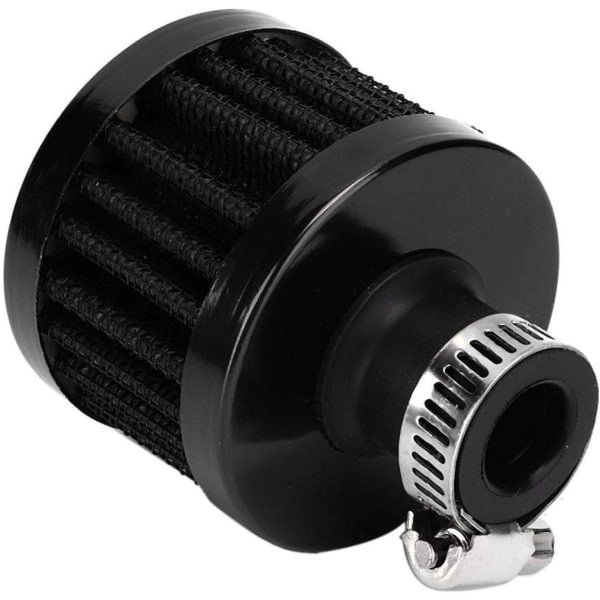 Bil Luftfilter, 12mm Ventilationsfilter, 0,8 tum Innerdiameter Mini Luftintagsfilter Vevhusventil Ventilation Universal Biltillbehör (Svart)