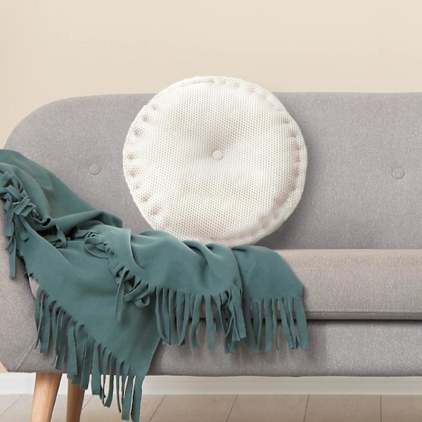 Rund Kudde Stolsdyna Hängande Tvättad Mjuk Mesh Sitsdyna Stolskuddar för Inomhus Utomhus Golv, Stol, Soffa, Eldstad, Säng, Kontor 40cm (Off-white)