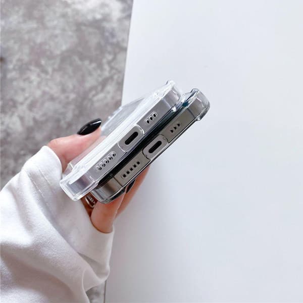 iPhone 12 Shockproof Case with Card Holder - Transparent