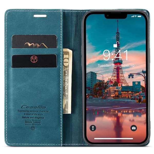CASEME Lommeboketui iPhone 15 Pro - Blå