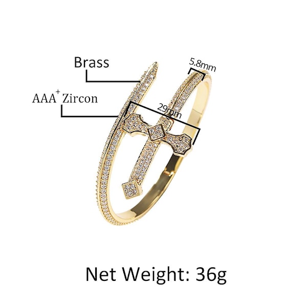 Gull Titanium Rustfritt Stål Pavé Cubic Zirconia Simulert Diamant Stablebar Oval Åpningsarmring