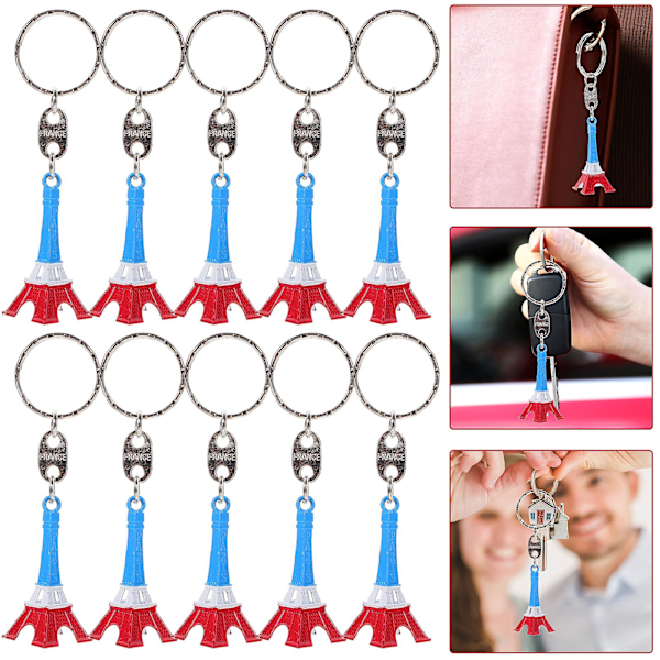 10 st Eiffel-tornet Nyckelringar Metall Legering Eiffel-tornet Nyckelring Smycken Handväska Väska Charm