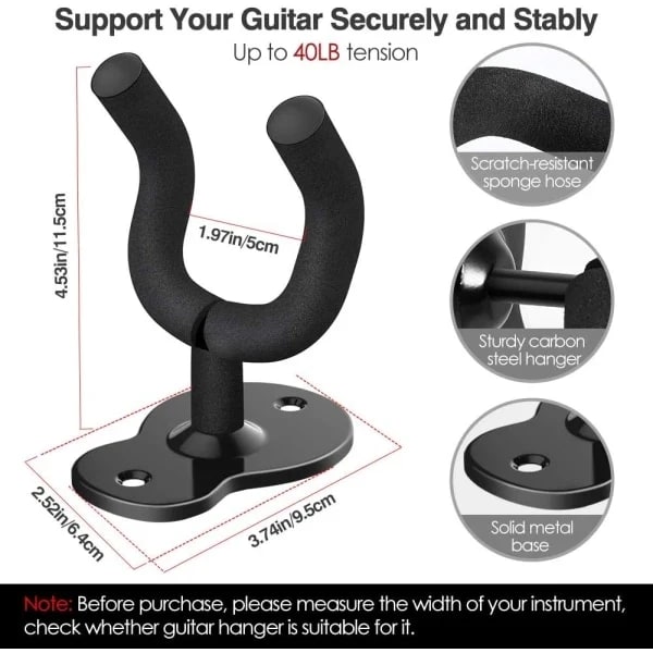 {PL}Gitarr Väggfäste, 3-pack Metall Gitarr Väggfäste Gitarr Krok Väggfäste