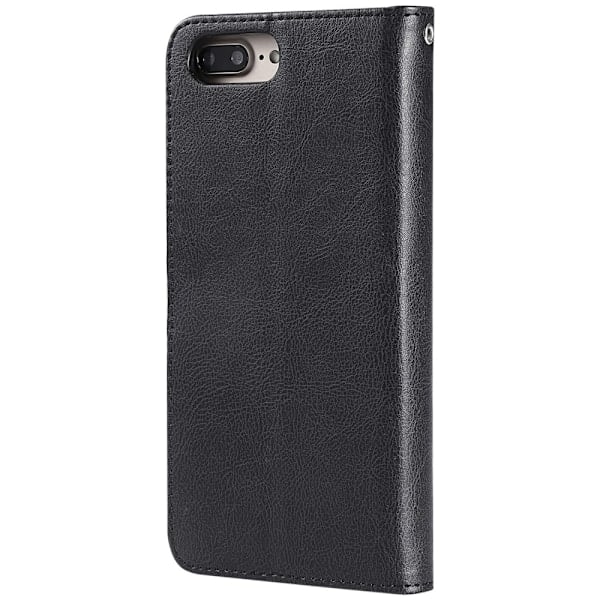 iPhone 6/6S/7/8 Plus - 2i1 Magnetisk Skal / Pung Etui - Sort Black Sort