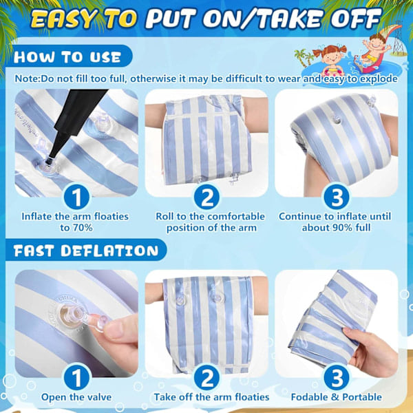 Armpuffar PVC Uppblåsbara Armband Randiga Pool Flyt Ärmar Simning Arm Flyt Ringar