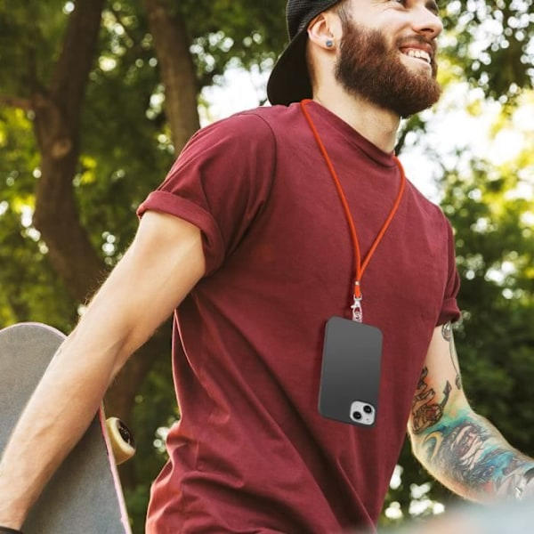 Smartphone lanyard with orange cord