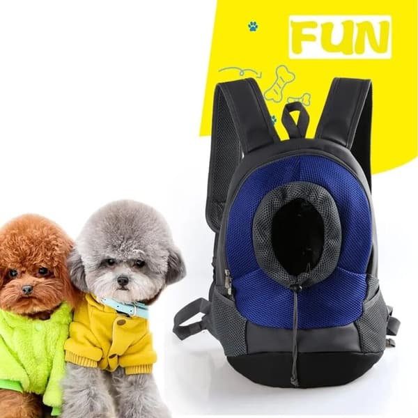 Dog Backpack, Adjustable Mesh Bag for Dog and Cat, Blue, M/S