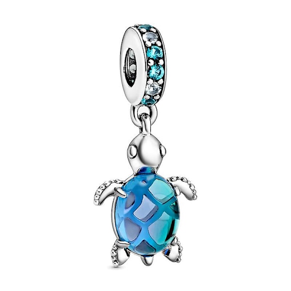 925 Sterling Sølv 3D Krystal Skildpadde Charm Halskæde Vedhæng Fisk Havliv Fine Smykker Til Kvinder Gaver Til Hende Smykker DIY Tilbehør - 9 stk.
