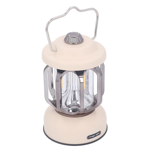 Retro Leirintuli Vintage Leirintuli Type C Ladattava 3 Tilaa Himmennettävä Ripustuskoukulla Vedenkestävä LED-Telttalyhty Puutarhaan Beige