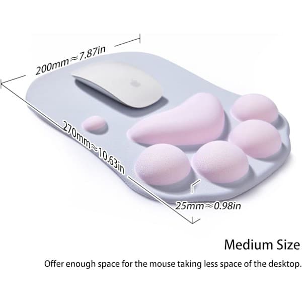 Musemåtte med håndledsstøtte, ergonomisk musemåtte, Kawaii katte-mus [PL]