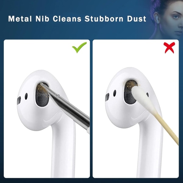 Airpods Rensesæt, Ørepropperensningspen med børste og metalspids, Bærbar ørepropperensningsgadget