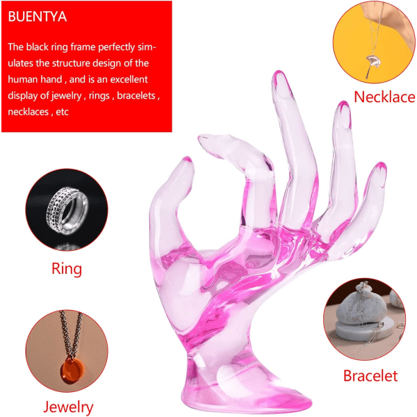 Hand OK Gest Handskdisplay Stativ Transparent Armbands Handdisplaystöd Rosa Smyckesdisplay Ringhållare Hand Plast Mannekäng Handstativ