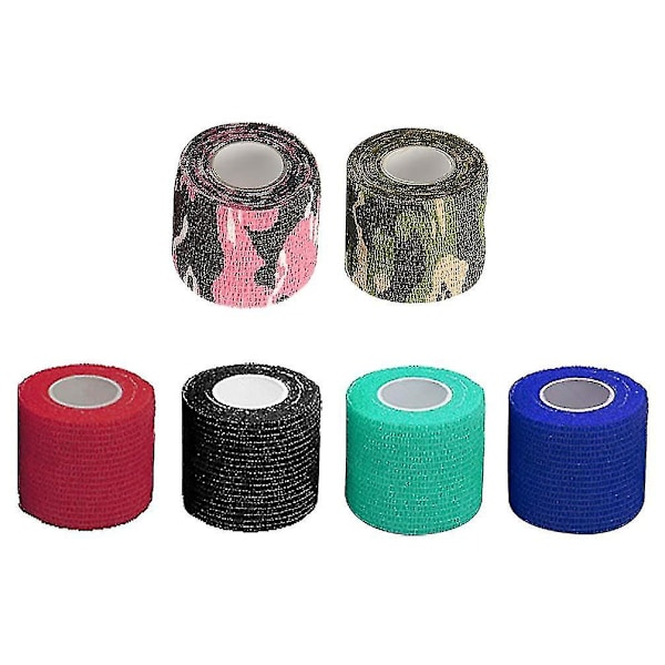 6 Rullar Tatueringsgrepptejp Elastisk Tatueringsgreppskydd Slumpmässig Färg