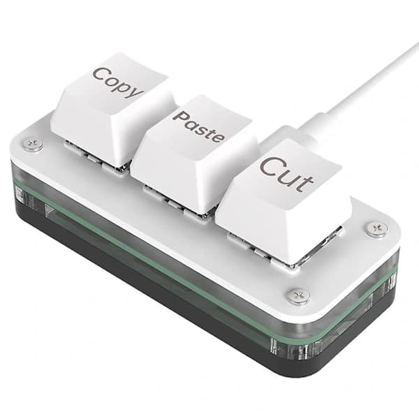 {PL}RGB 3-knapps Mini Tastatur Programmerbart Makrotastatur Type-C Tilpassbart Mekanisk Spilltastatur for E-sport Spillplate Hvit