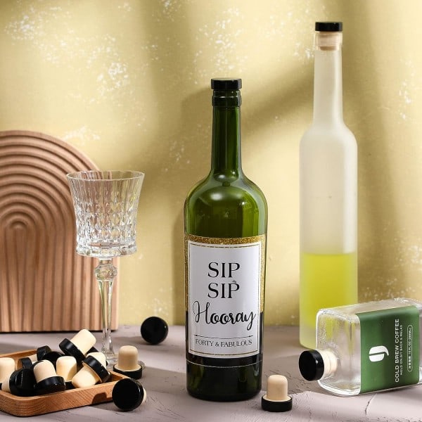 T-formade vinkorkar, återanvändbara vinkorkar, tätningskorkar, korkar, 24 stycken, svart
