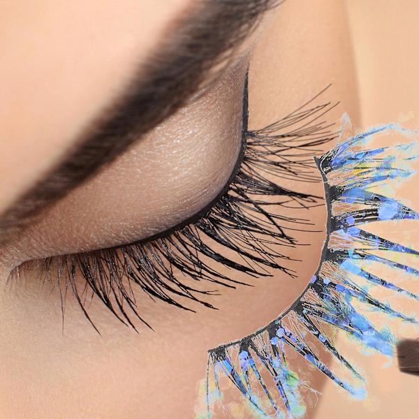 4 Par Glitterögonfransar Färgade Falska Ögonfransar Makeup Ögonfransar Falska Fransar