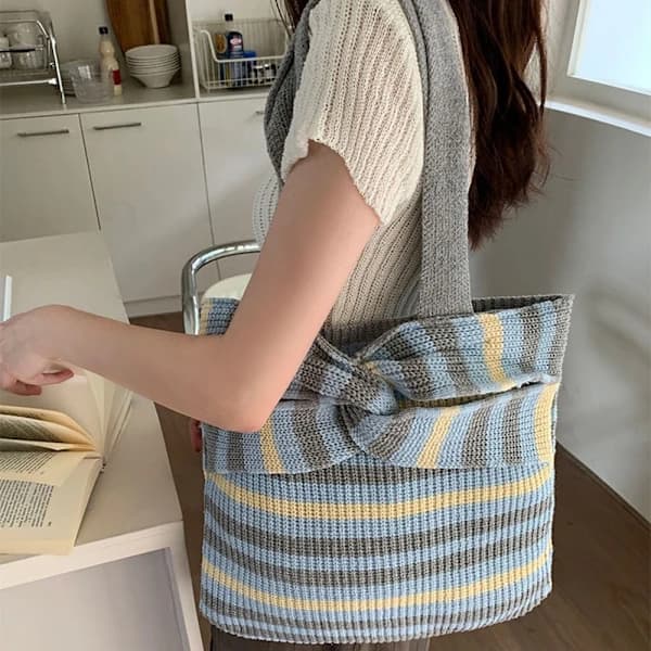Strikkede Håndtasker Crossbody Taske GRÅ Grå