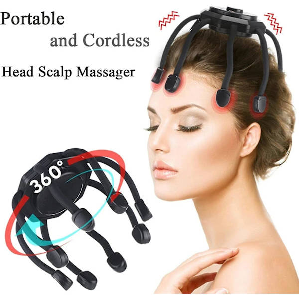 Ultra Scalp Massager, Elektrisk Bläckfisk Scalp Massager Med 3 Lägen, 360 Graders Huvudmassager Scalp Stress Relax