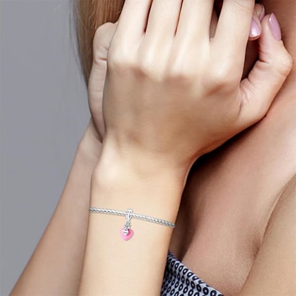 Sølvbelagt charm til Pandora armbånd, passer armbånd og halskæder, kompatibel med europæiske armbånd til piger