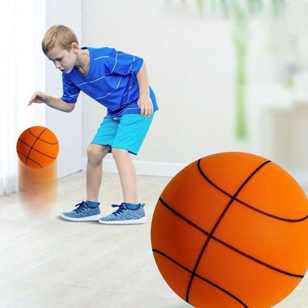 Handleshh Tyst Basketboll, Inomhus Tyst Träningsboll Obelagd Hög Elasticitet med Korg