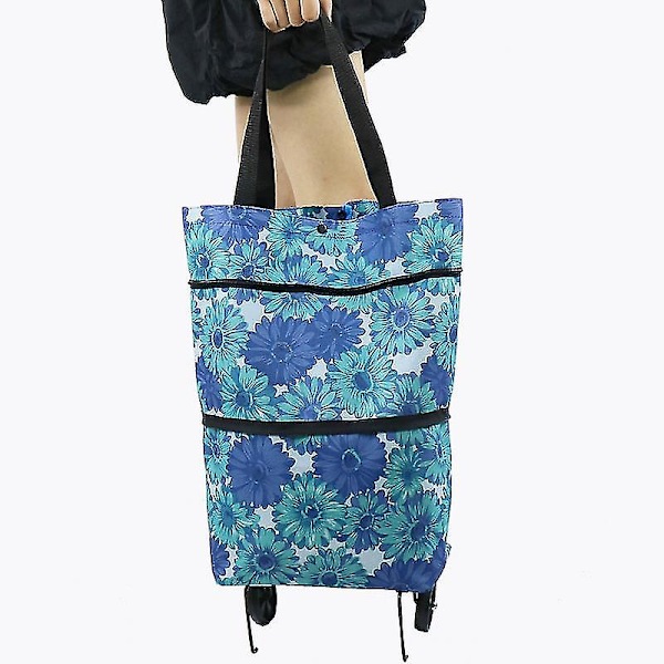 Foldbar Indkøbstaske Med Lmell Hjul Sammenklappelig Trolley Taske På Hjul Til Kvinder