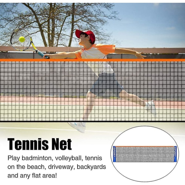 Bärbart hopfällbart tennisnät för barn och vuxna Inomhus utomhustennisbananät Bärbart tennisnät - 4,1 m