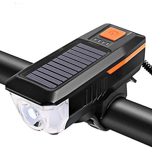 Cykelstrålkastare, Med Horn, Multifunktionell, USB + Solar Charge, Vattentät