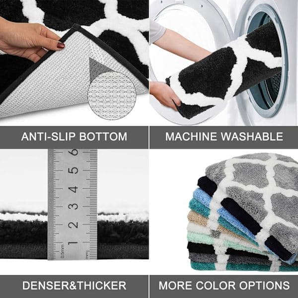 Mikrofiber Bade- og Toilettæppe, Skridsikkert, Absorberende og Maskinvaskbart[PL]