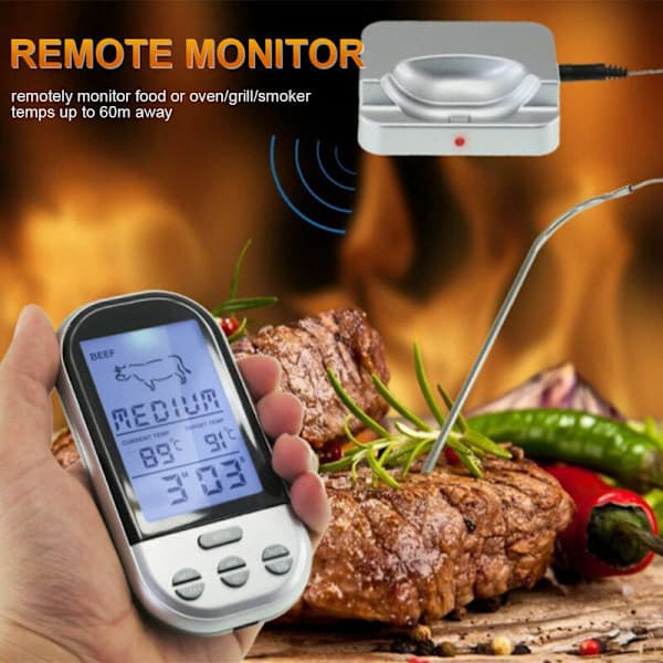 NuMeric Termometer Trådlös Kötttermometer Mattermometer kompatibel med Fisk Kött Rökning Vattentät Grill BBQ Termometer kompatibel med Grill【pl】