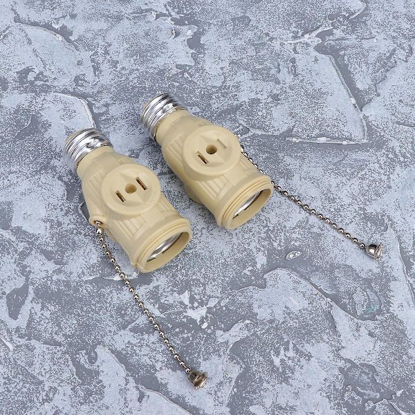 3-pack E26 Lampbasadapter Bakelite Glödlampshållare Två Uttag Skruvsockel med Dragkedja