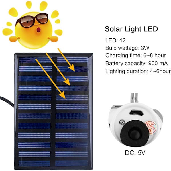 LED Solcellelamper Udendørs Sæt med 2, Solcellecampinglampe, Solcellelampe[PL]