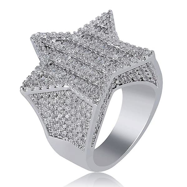 Herre Ring Dame Micro Pave Guld Sølv Finish Kubisk Zirkonia