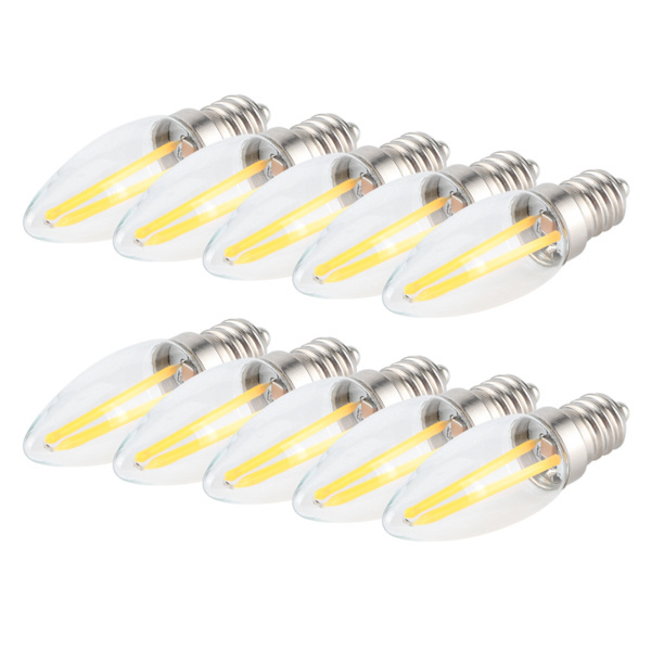 10 st E12 Lång Filament LED-lampor Dimbar 1,5W AC110V för Hembelysning 0.1