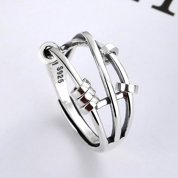 Sølv Anti Angst Ringe Til Kvinder Mænd Bånd Unisex Justerbar Stacking Spinning Uro Ring