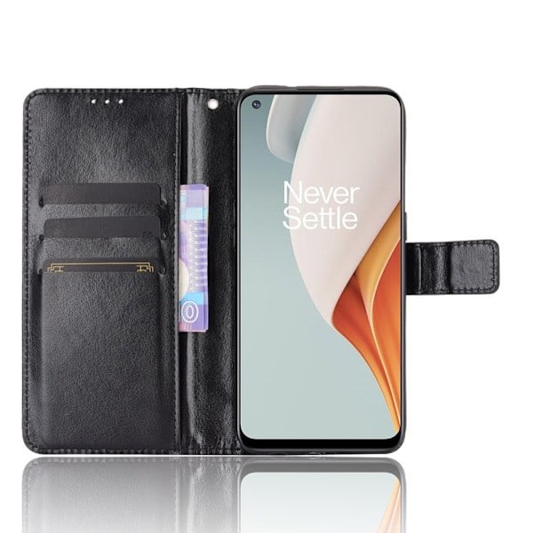 OnePlus Nord N100 - Crazy Horse Læder Etui - Sort Black Sort