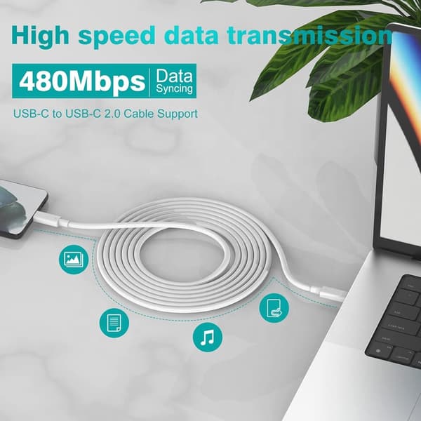 Høykvalitets 2m Superrask Lading 5A 100W USB-C til USB-C Datakabel for Bærbare Datamaskiner