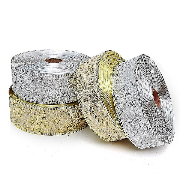 2 kpl Organza Nauha Langallinen Läpikuultava Glitter Nauha Joulukuusi Nauha Lahjapaketointiin Juhlakoristeluun, 6,3 cm x 2 m